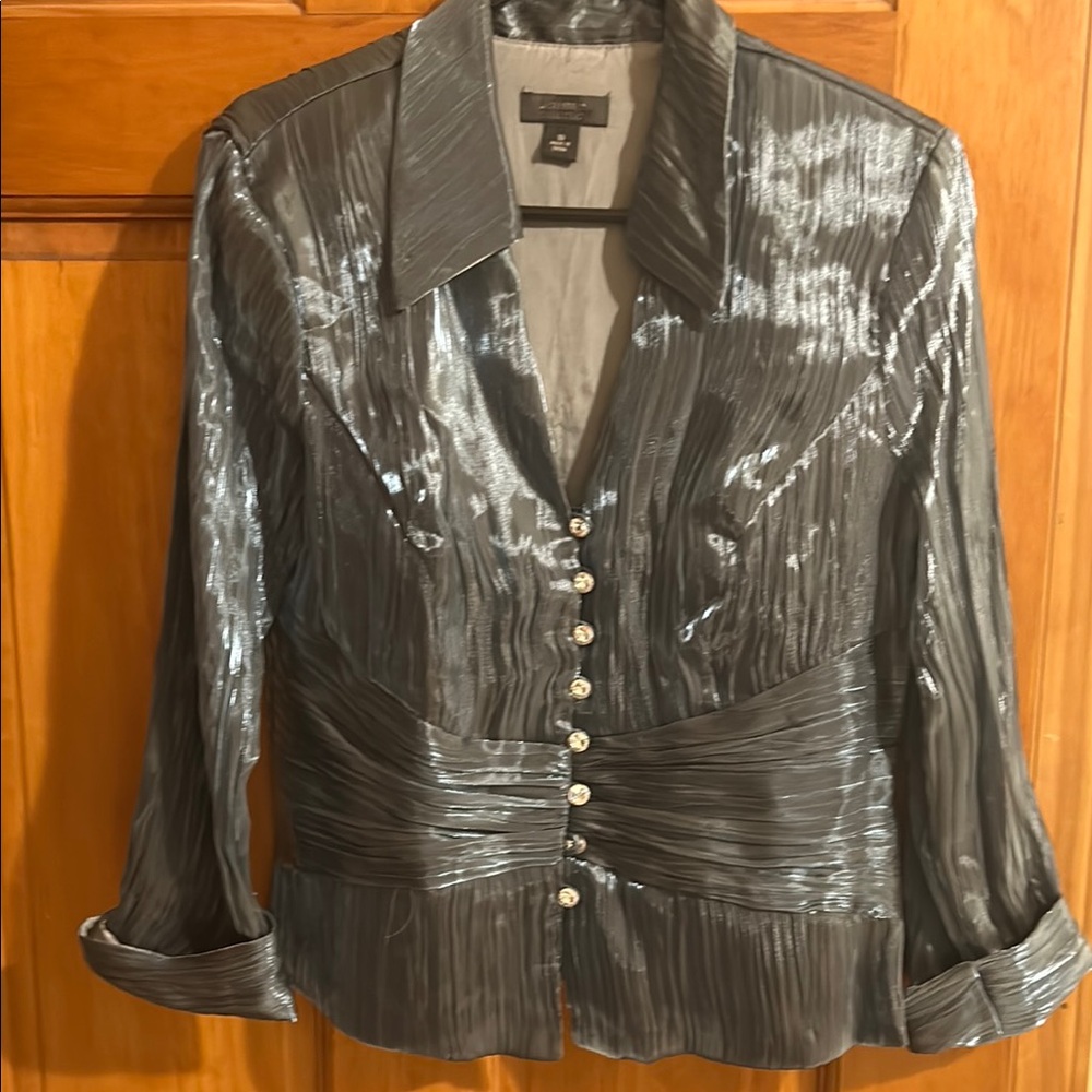 Metallic blue blouse from Dress barn